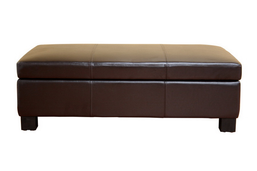 Brown leather outlet storage ottomans